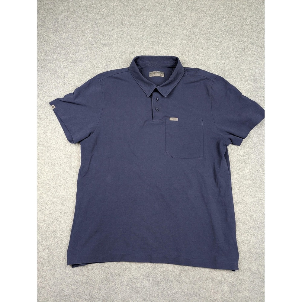 FIGS Polo Shirt Mens XL Blue FIGSPRO Pima Cotton Chest Pocket Medical Scrub